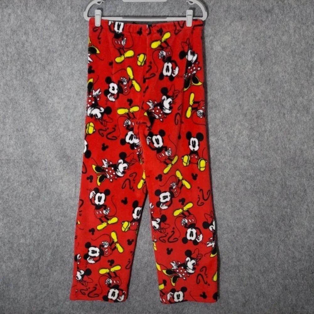 Disney Women Pajama Pants M Minnie Mickey Mouse Magic Fleece Drawstring Wide Leg - Picture 12 of 16